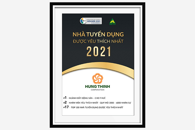 HUNG THINH그룹: 2021년 베트남에서 최고의 고용주 TOP100 및 부동산-임대 산업 1위